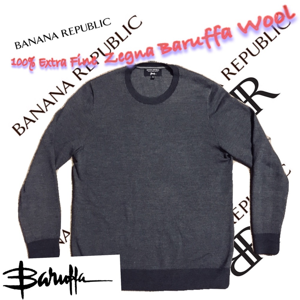 BANANA REPUBLIC Mens XL Black 100% Extra Fine Wool